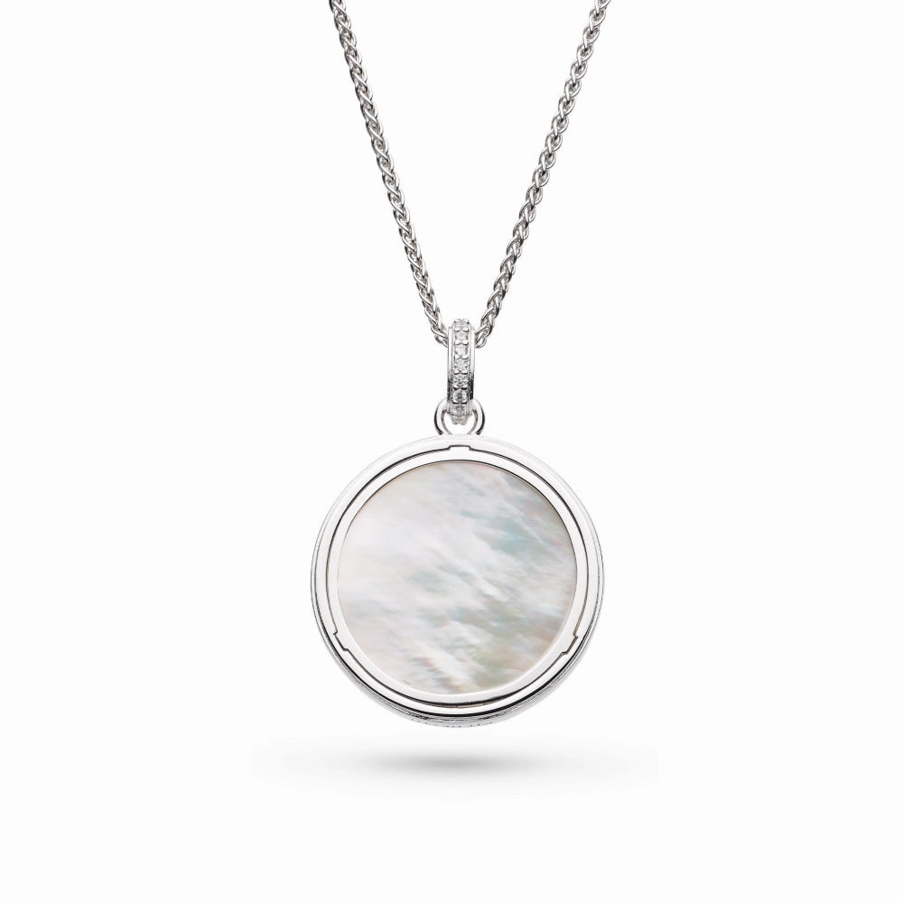 Silver Cleste Astoria Family Tree of Life Mother of Pearl Double Sided Necklace