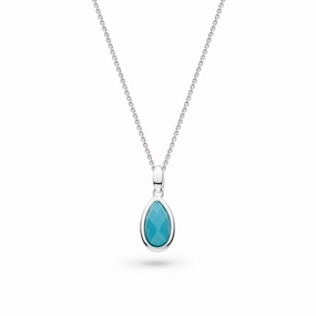 Silver Coast Pebble Azure Magnesite Set 18" Necklace