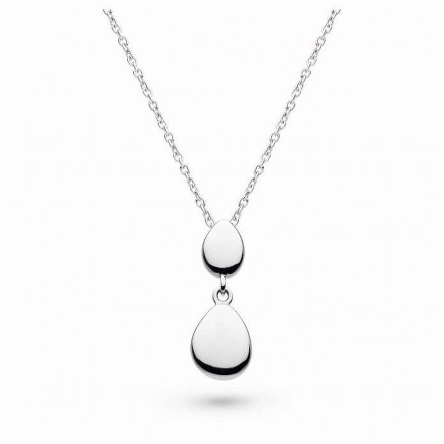 Silver Coast Pebbles Twin Droplet Necklace