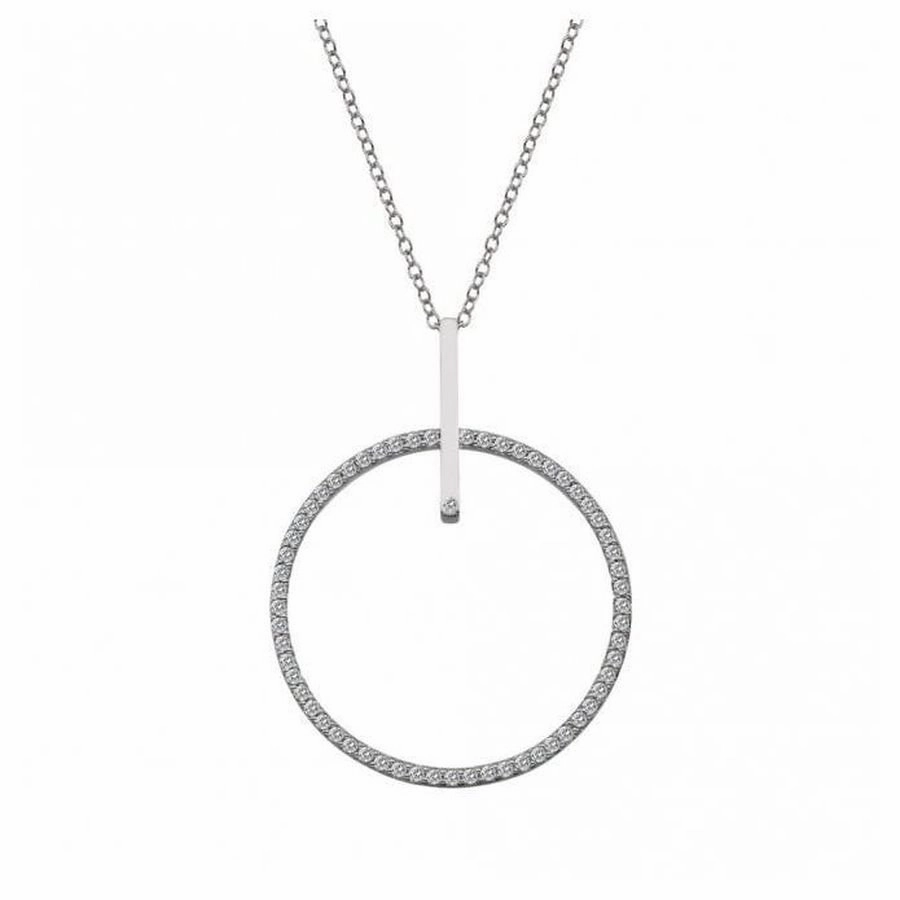 Silver Constant Circle 35mm White Topaz Pendant & Chain