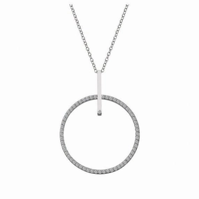 Silver Constant Circle 35mm White Topaz Pendant & Chain
