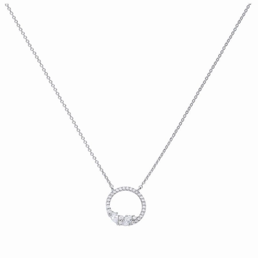 Silver Cubic Zirconia Loop Cluster Necklace
