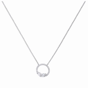Silver Cubic Zirconia Loop Cluster Necklace