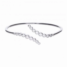 Silver Cubic Zirconia Wave Twist Bangle