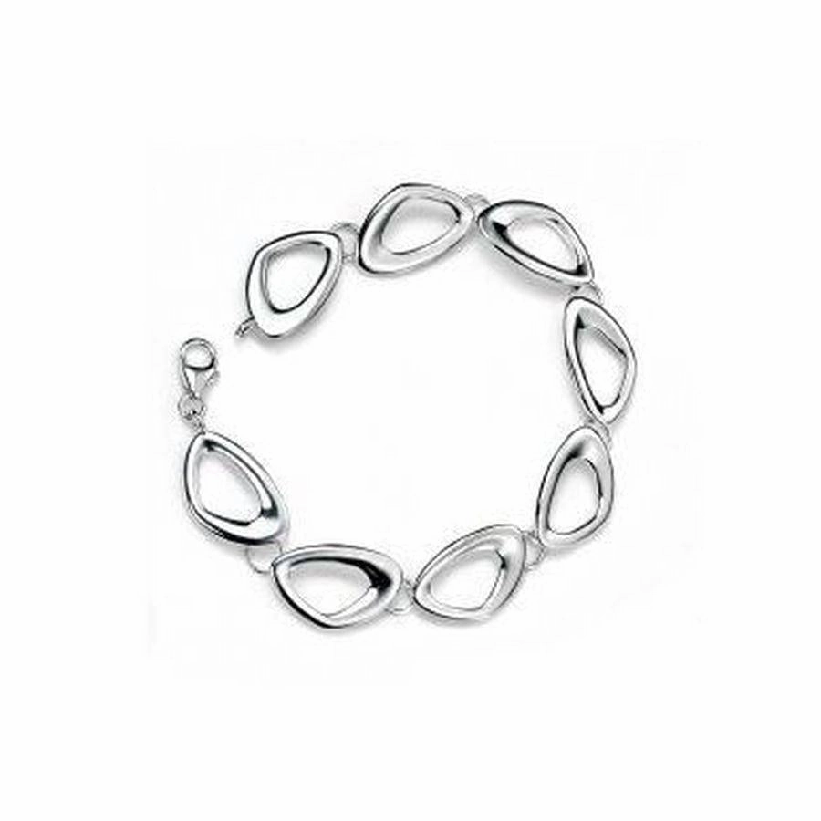 Silver Cut Out Pebble Link Bracelet