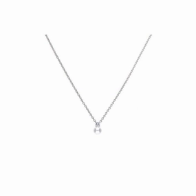 Silver CZ & Imitation Pearl Drop Pendant