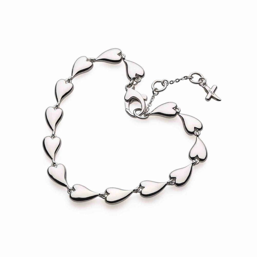 Silver Desire Kiss Rhodium Plate Linking Hearts Bracelet