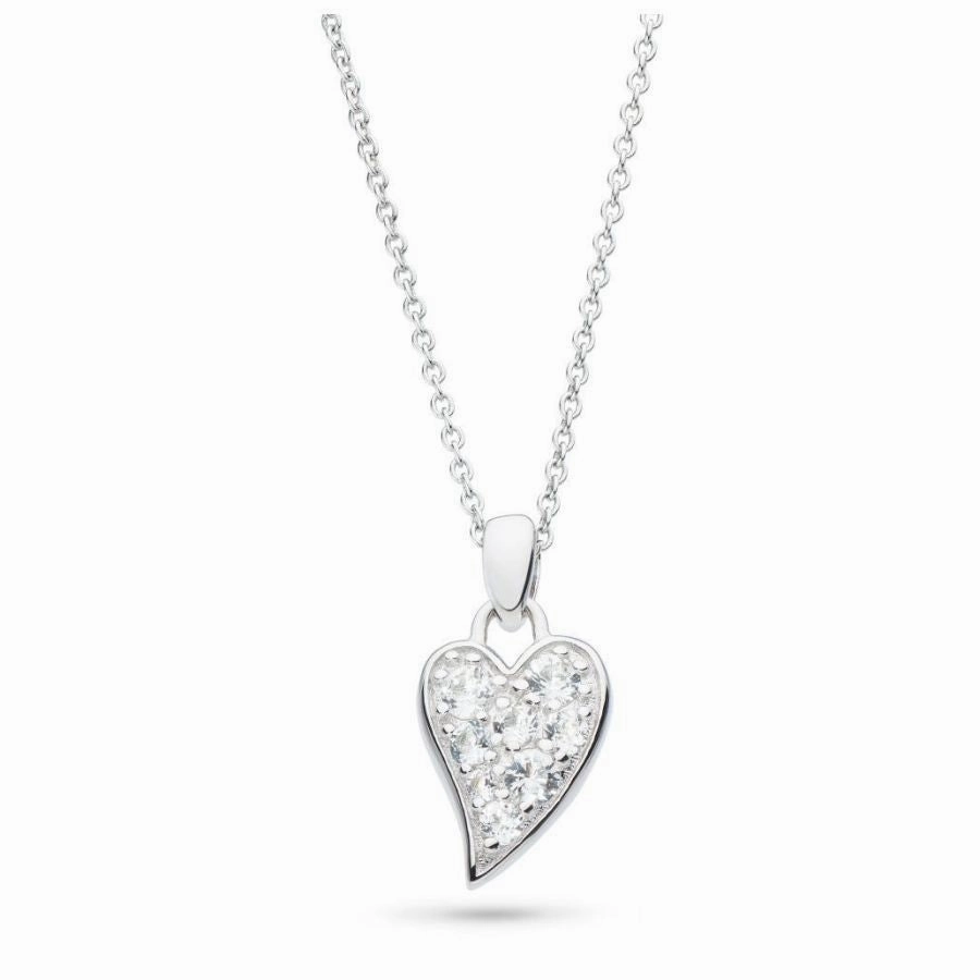 Silver Desire Precious White Topaz Heart Necklace