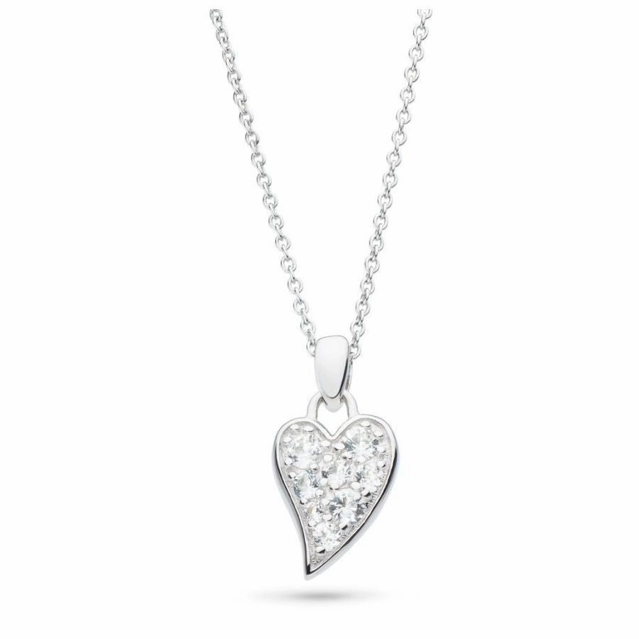 Silver Desire Precious White Topaz Heart Necklace
