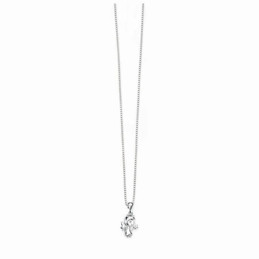 Silver Diamond Set Angel Pendant