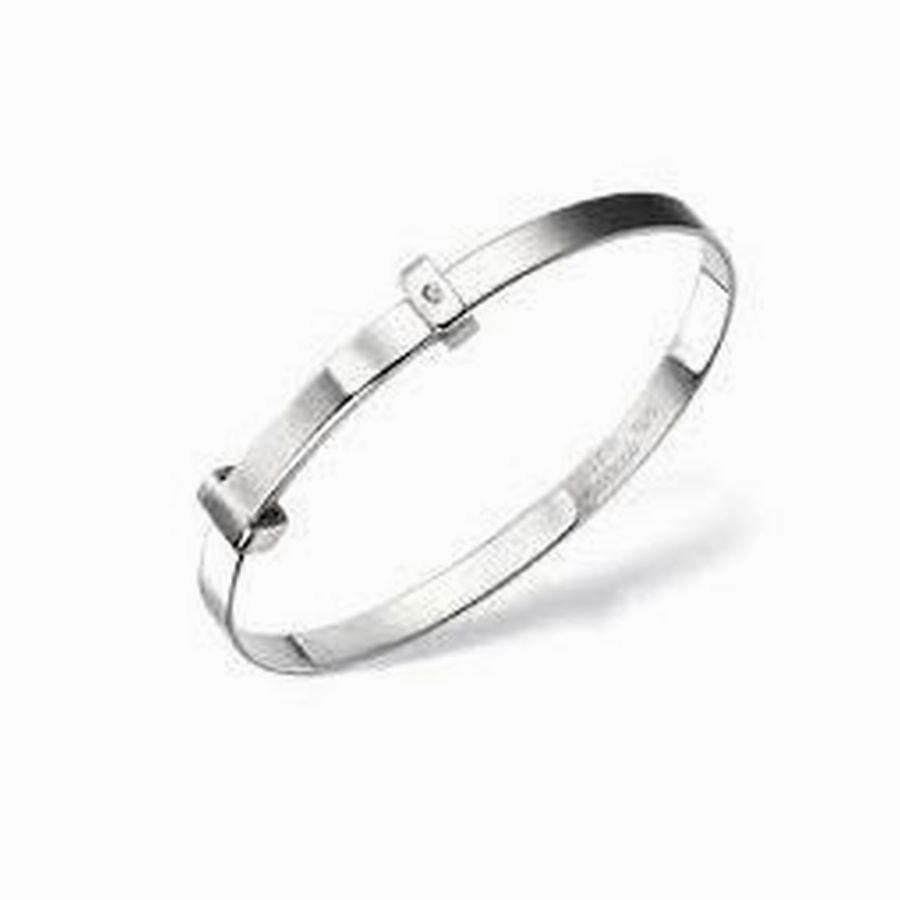 Silver Diamond Set Blank Baby Bangle