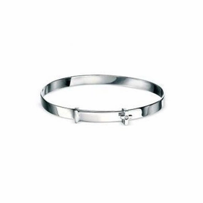 Silver Diamond Set Cross Baby Bangle