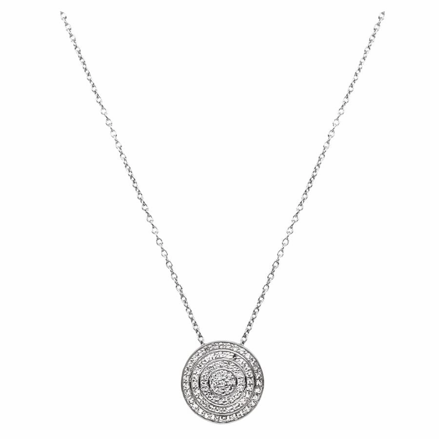 Silver Engaging Circle White Topaz Pendant & Chain