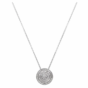 Silver Engaging Circle White Topaz Pendant & Chain