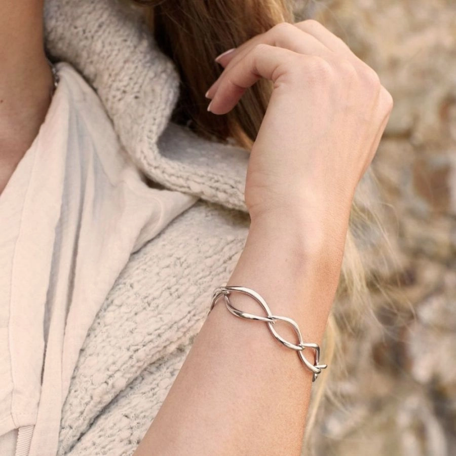 Silver Entwine Twine Twist Link Bracelet