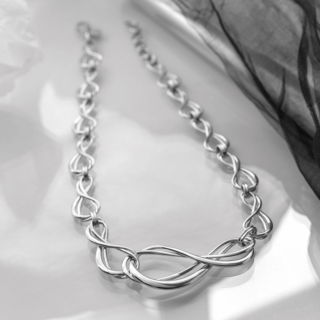 Silver Infinity Grande Link Collar Necklace
