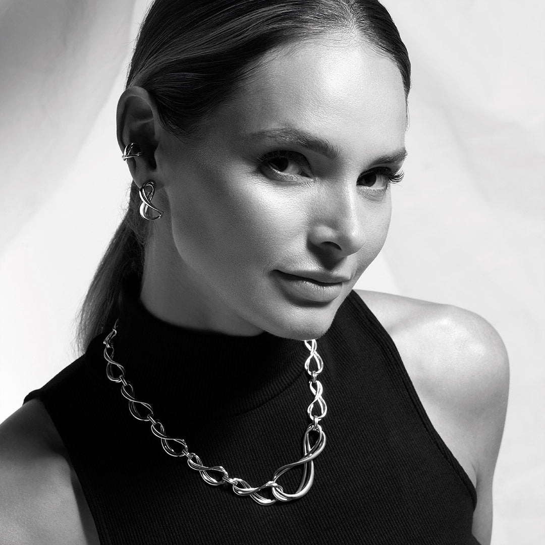 Silver Infinity Grande Link Collar Necklace