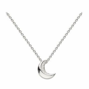 Silver Miniature Sparkle CZ Mini Moon 17' Necklace
