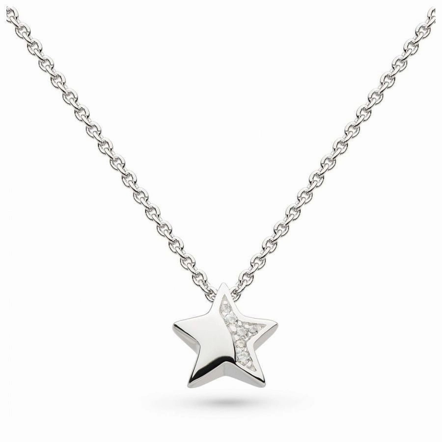 Silver Miniature Sparkle CZ Shining Star 17' Necklace