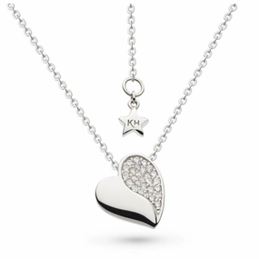 Silver Miniatures Cubic Zirconia Set Super Heart Necklace