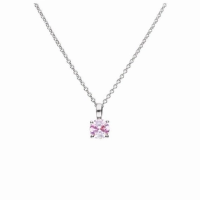Silver Pink Cz Solitaire Pnd