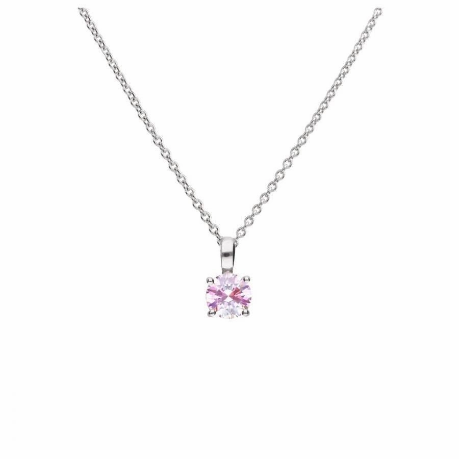 Silver Pink Cz Solitaire Pnd