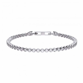 Silver Rubover Set Cubic Zirconia Tennis Bracelet