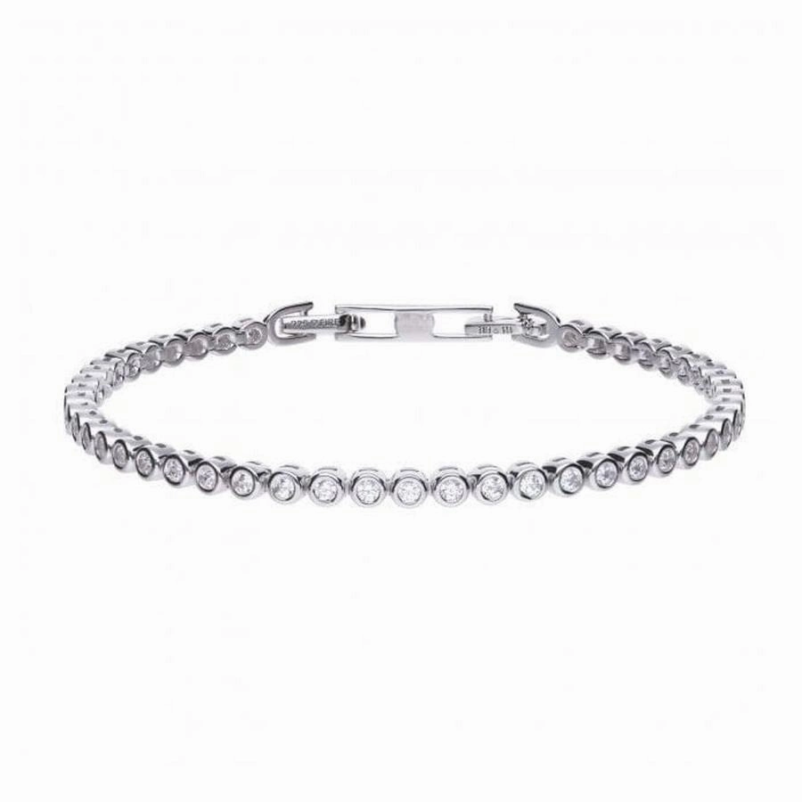 Silver Rubover Set Cubic Zirconia Tennis Bracelet