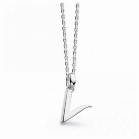 Silver Signature Capital V Necklace