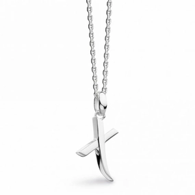 Silver Signature Skript Capital X 18" Necklace