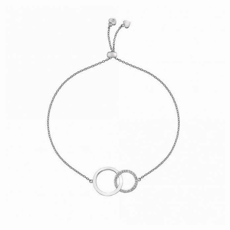 Silver Striking Circle Diamond Set Bracelet
