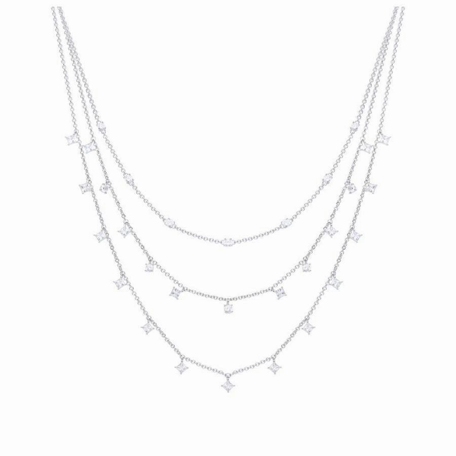 Silver Triple Row Necklace