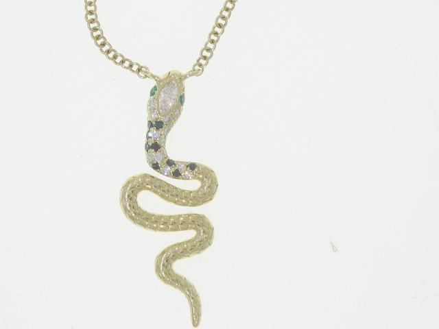 Snake Necklace with Emeralds and Diamonds