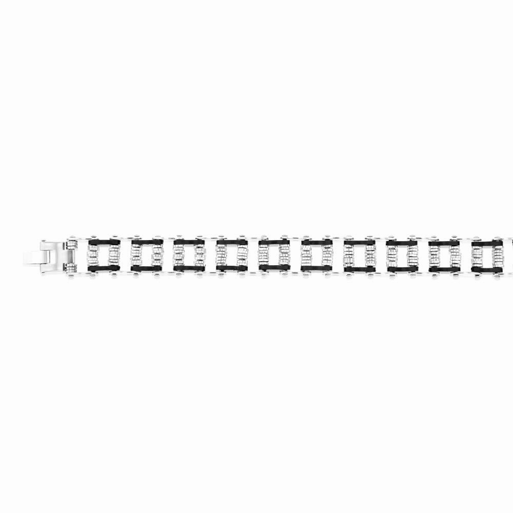 Stainless Steel Black And Silver Fancy 20.3cm Bracelet