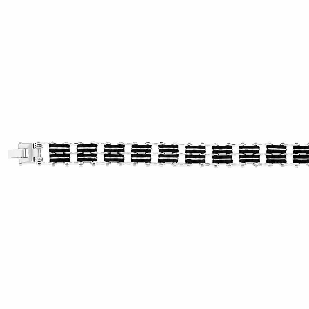 Stainless Steel Fancy Black And Silver 20.3cm Bracelet