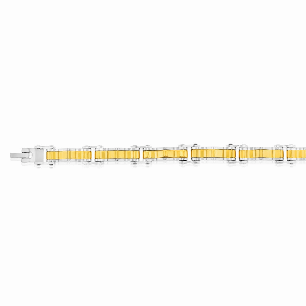 Stainless Steel Gold And Silver Hinged 21cm Bracelet