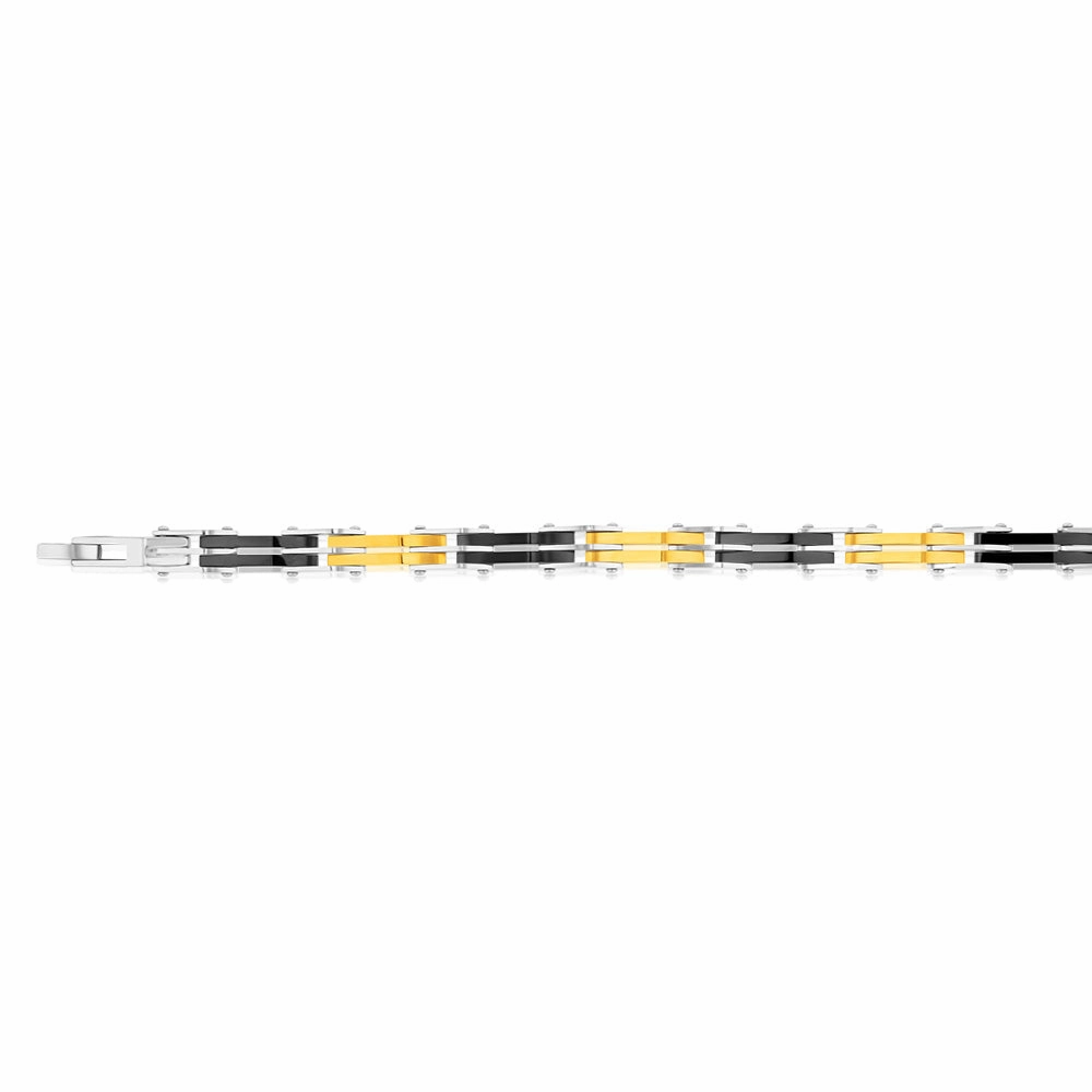 Stainless Steel Multi Tone Hinged 21cm Bracelet