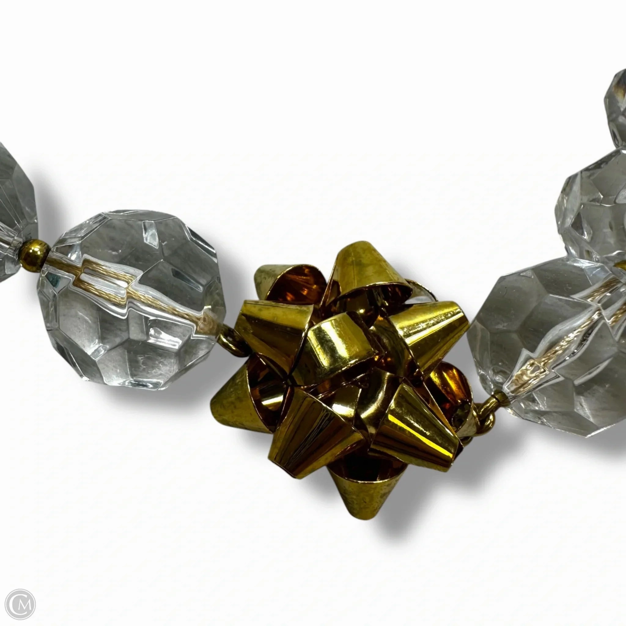 Statement Clear Faceted 21mm Bead Long Necklace With gold bow By Kate Spade