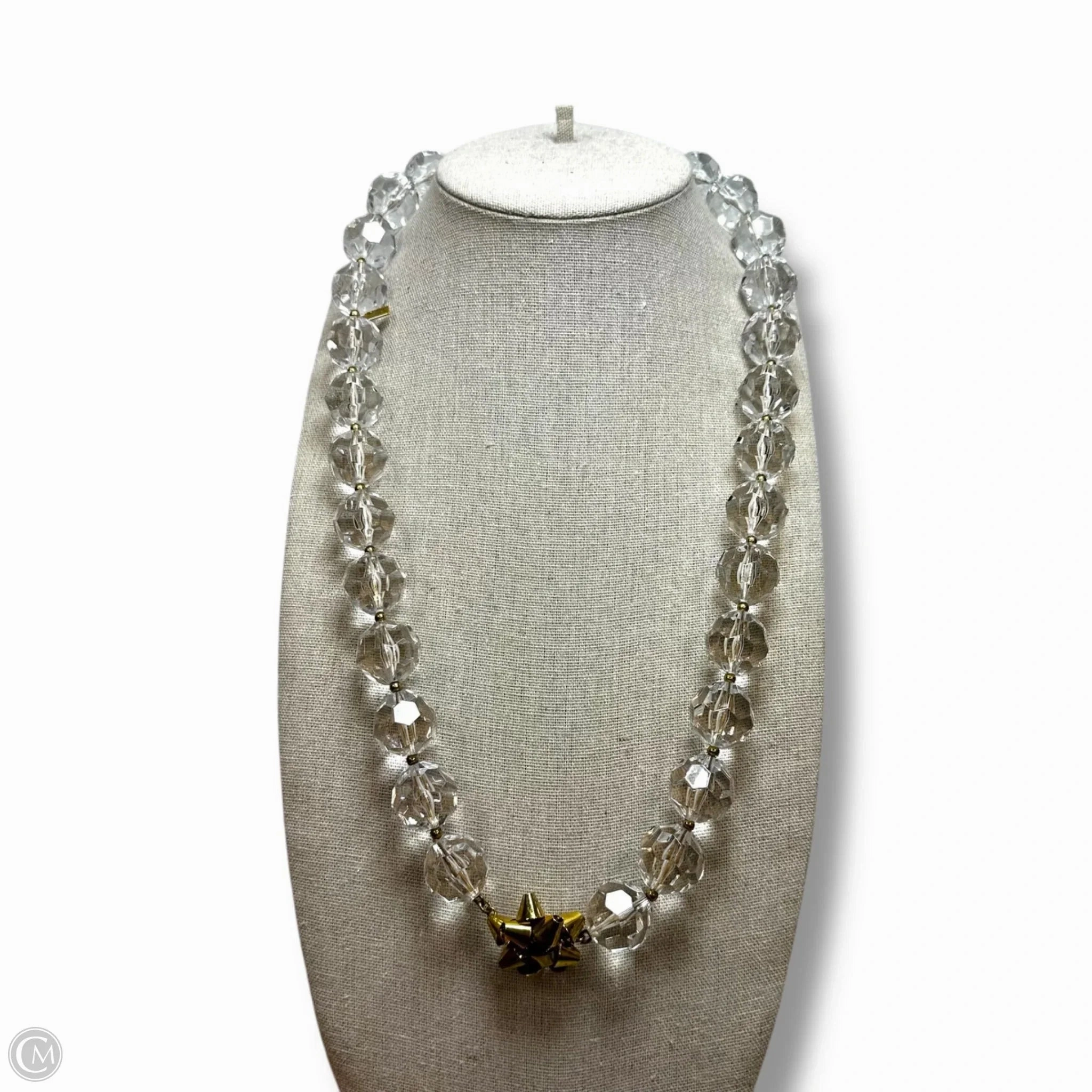 Statement Clear Faceted 21mm Bead Long Necklace With gold bow By Kate Spade