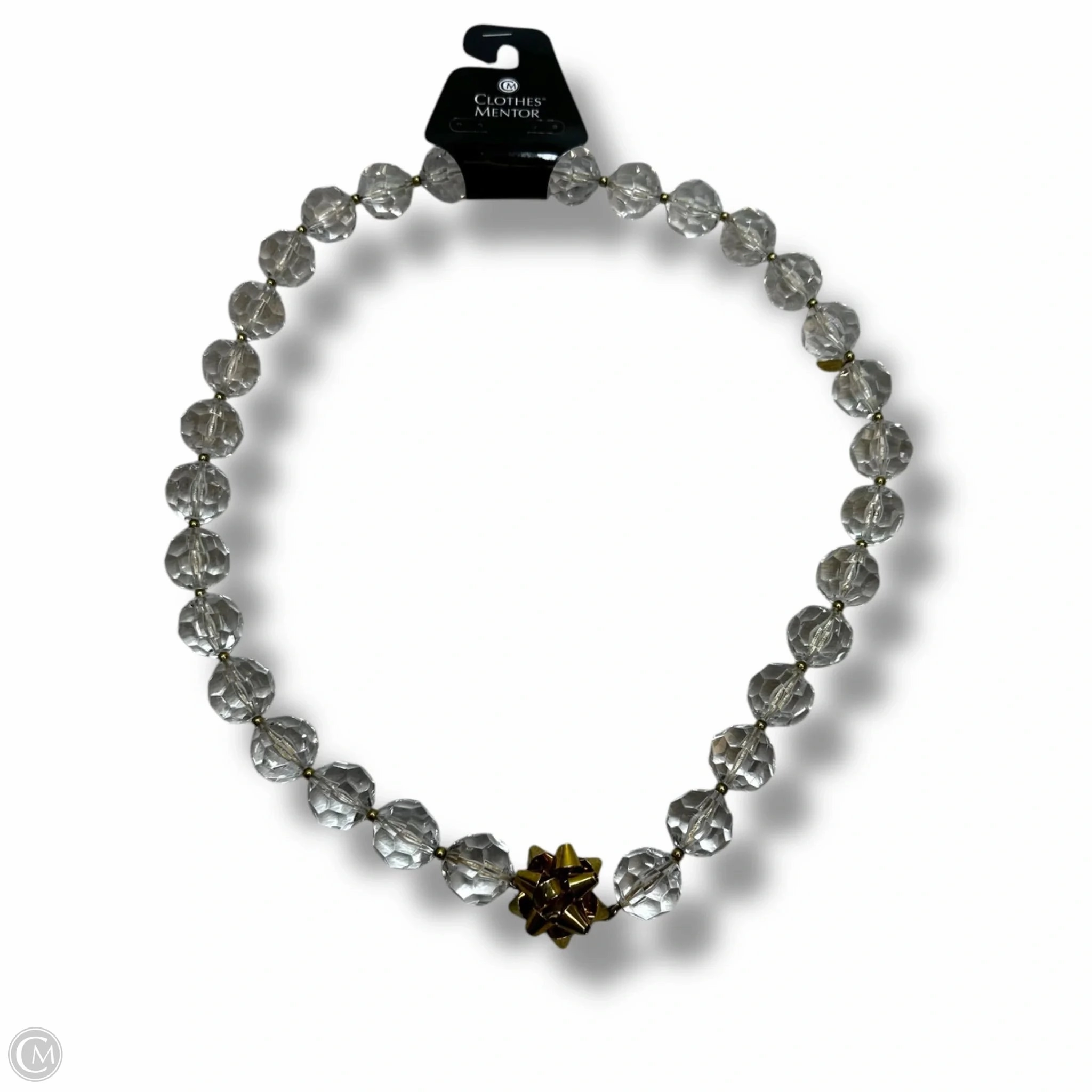 Statement Clear Faceted 21mm Bead Long Necklace With gold bow By Kate Spade