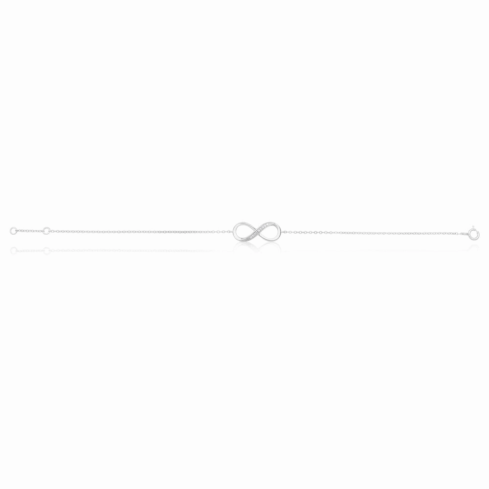 Sterling Silver 0.04 Carat Diamond Infinity 19cm Bracelet