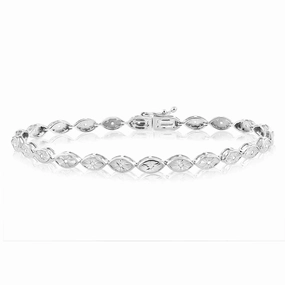 Sterling Silver 0.10 Carat Diamond 18cm Bracelet Set with 24 Diamonds