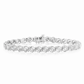 Sterling Silver 0.45 Carat Diamond 18cm Bracelet