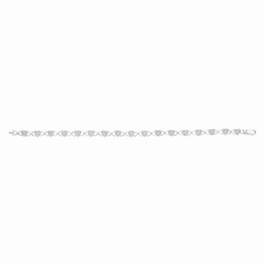 Sterling Silver 1/10 Carat Diamond Fancy Heart Bracelet