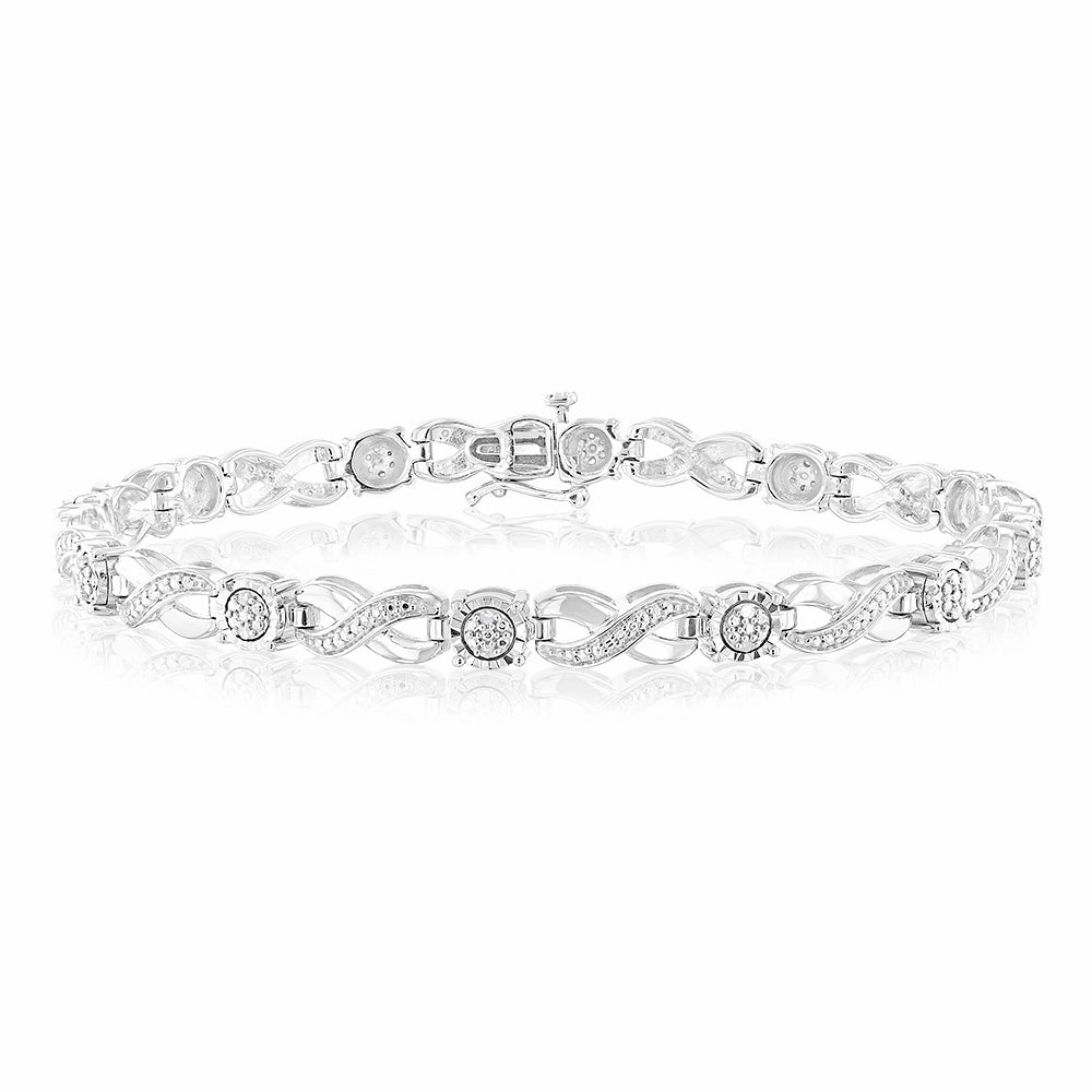Sterling Silver 1/10 Carat Diamond Infinity Bracelet