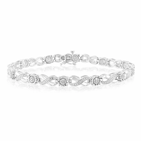 Sterling Silver 1/10 Carat Diamond Infinity Bracelet