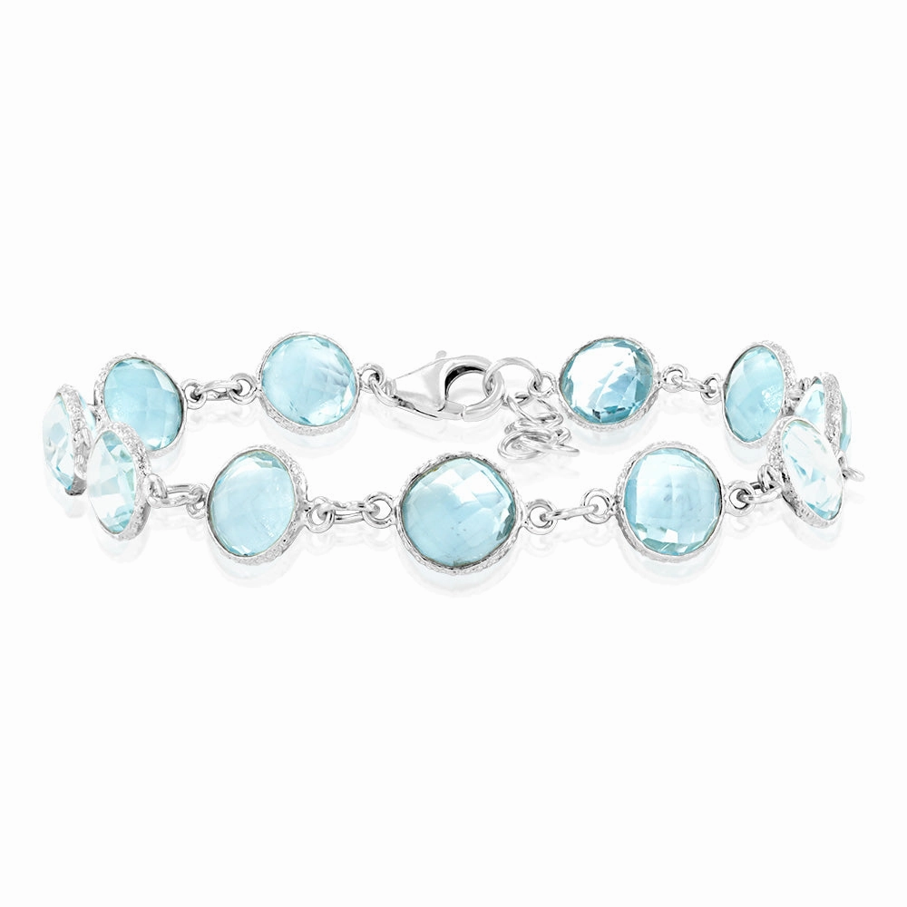 Sterling Silver 25Carat Blue Topaz Bracelet