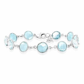 Sterling Silver 25Carat Blue Topaz Bracelet