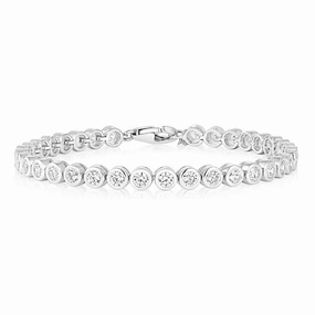 Sterling Silver 3mm Bezel White Cubic Zirconia 16 3cm Bracelet