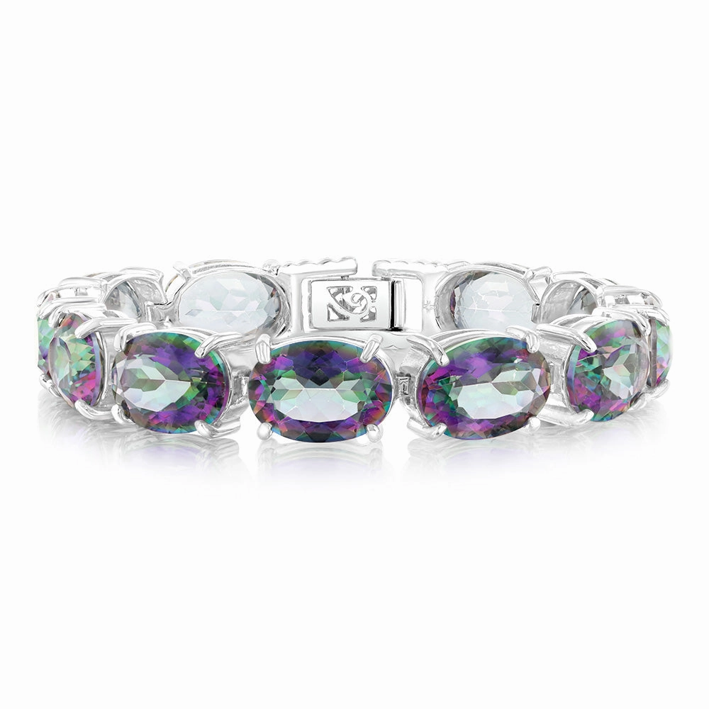 Sterling Silver 55 Carat Mystic Quartz Tennis Bracelet